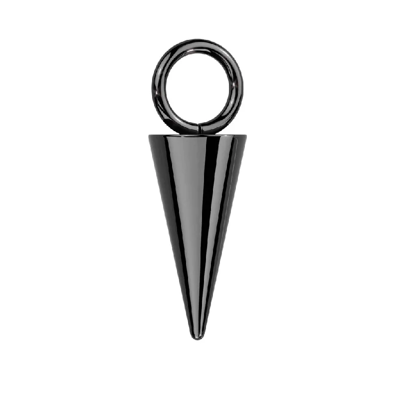 Women's minimalist rings-Titanium Black Dangle Spike Charm for Hinged Ring - E409B