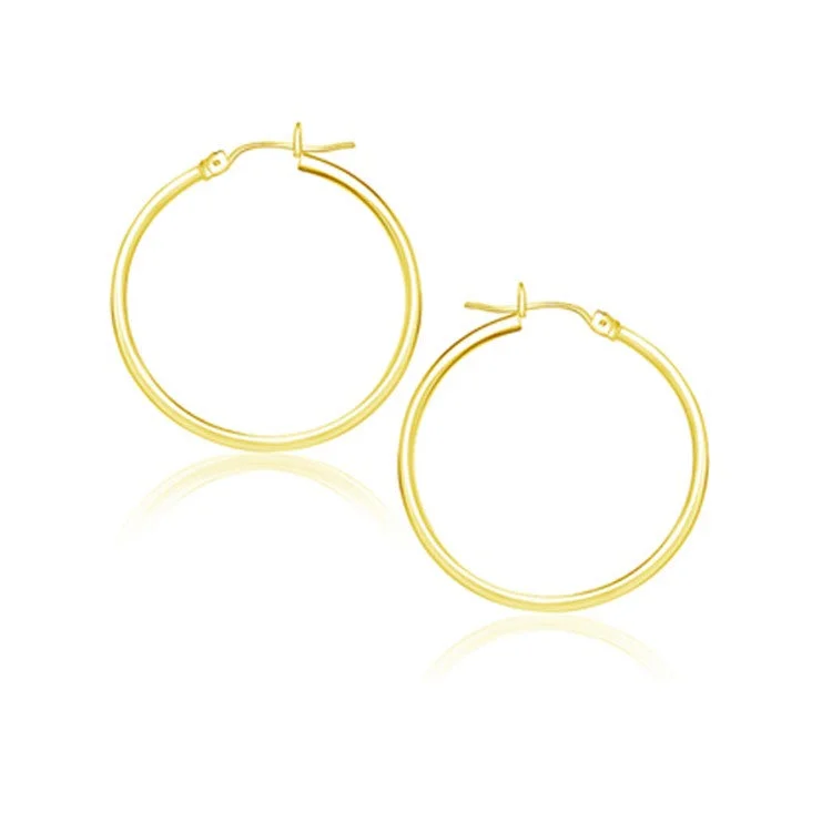 Women's religious earrings-14k Yellow Gold Polished Hoop Earrings (2x25 mm)