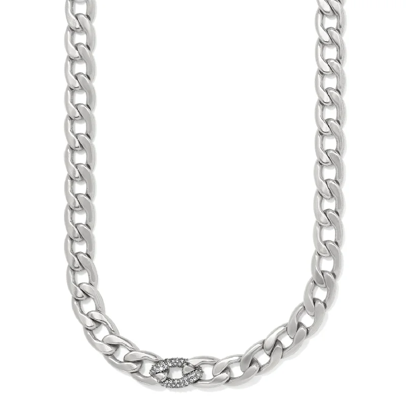 Women's alloy necklaces-Cleo Pave Link Necklace/Silver