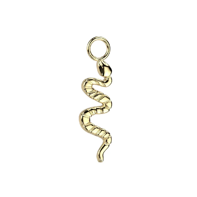 Women's fashion rings-Titanium Gold Dangle Snake Charm for Hinged Ring - E408A