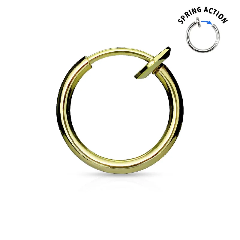 Women's promise rings-Gold Titanium Spring-Action Fake Septum/Nose/Ear Hoop - S679