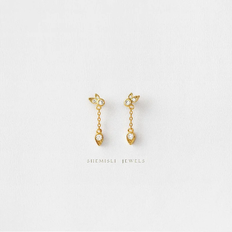 Women's hoop earrings-Dangle Stud Earrings, Gold, Silver SHEMISLI - SS138 LR