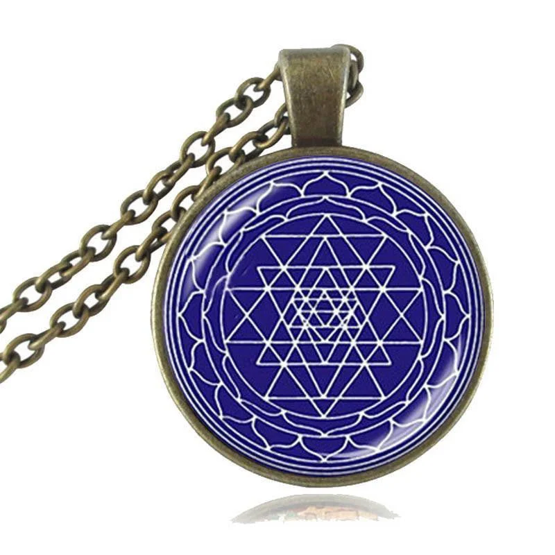 Women's crystal necklaces-Sacred Geometry Sri Yantra Pendant Necklaces