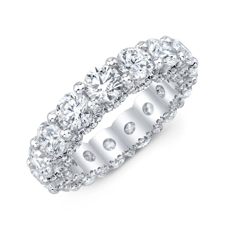 Women's alloy rings-6.5 Carats Eternity Ring U-Setting with Pave Profile