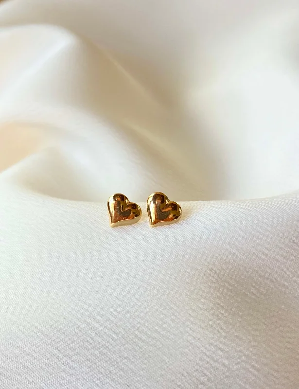 High-end women's rings-STELLA dainty heart stud earring