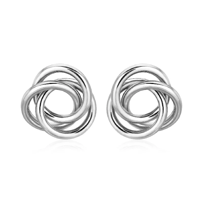 Women's K gold earrings-Polished Open Love Knot Earrings in Sterling Silver