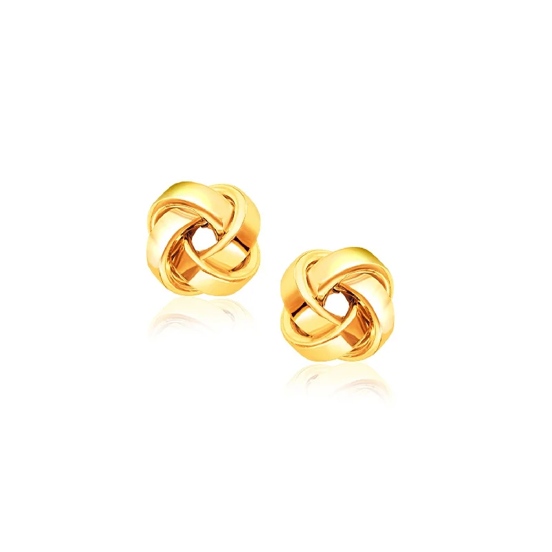 Women's travel earrings-14k Yellow Gold Classic Love Knot Stud Earrings