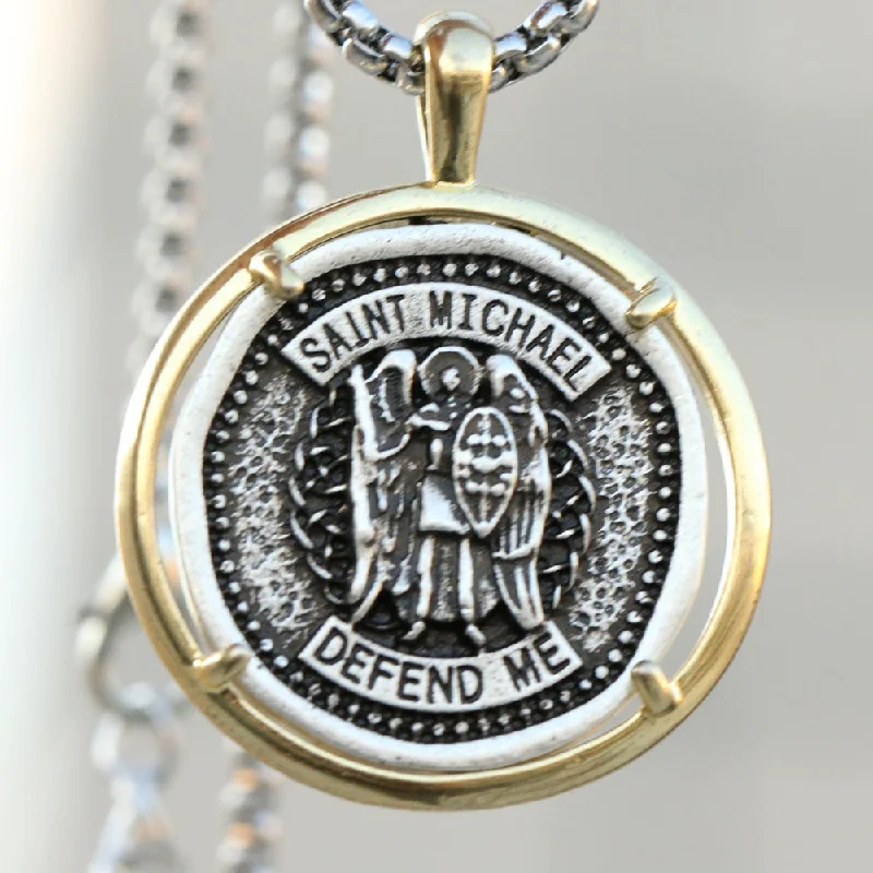 Women's exclusive necklaces-Archangel Michael Ancient Medallion Necklace