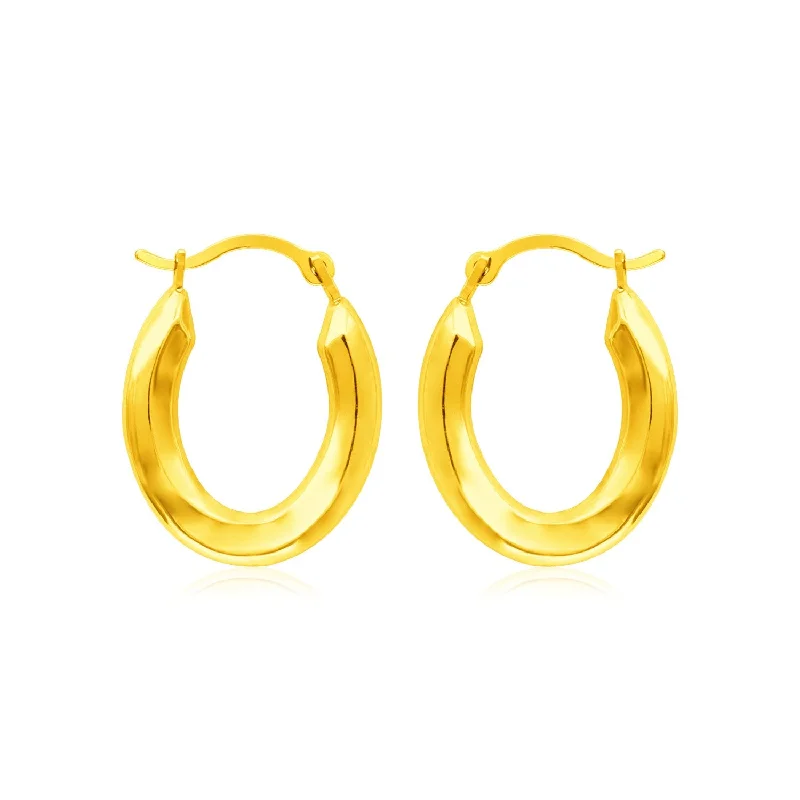 Women's sapphire earrings-14k Yellow Gold Polished Oval Hoop Earrings