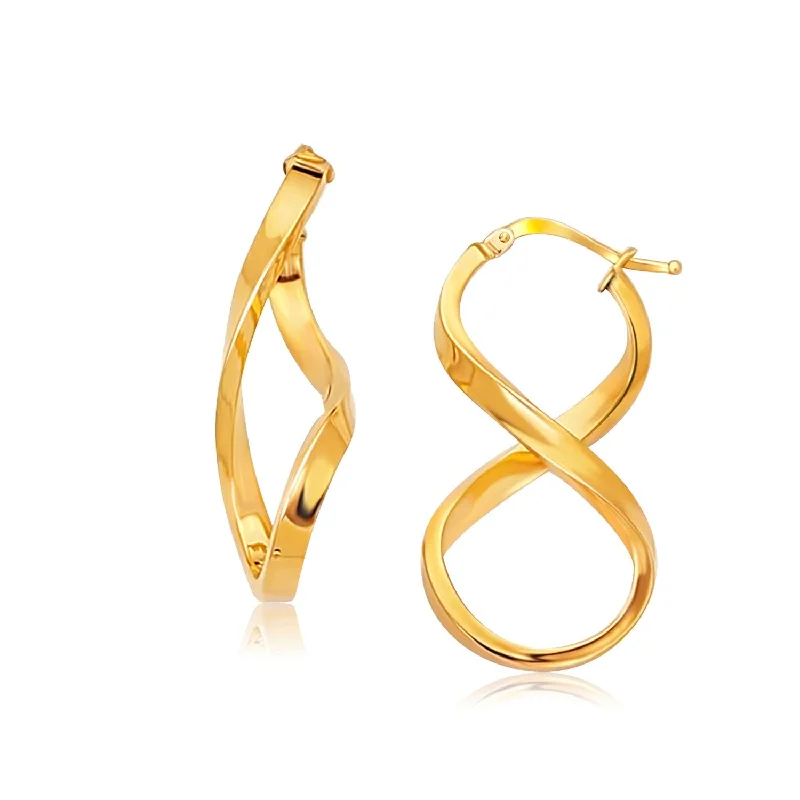 Women's ear cuffs-14k Yellow Gold Polished Infinity Shape Drop Earrings