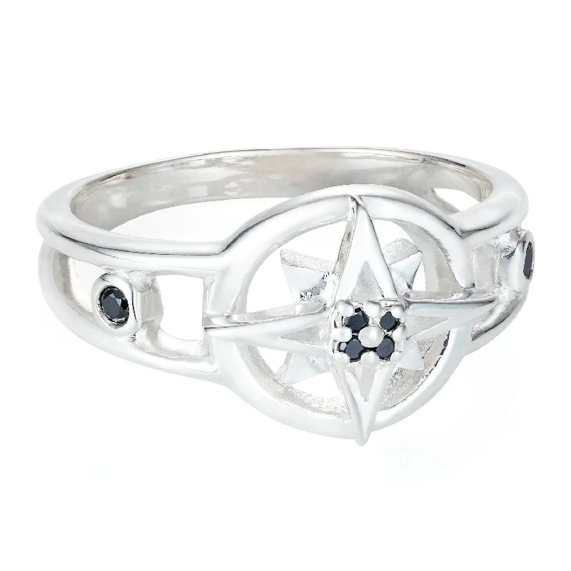 Women's fashion rings-Compass Star Ring by Yasmin Everley