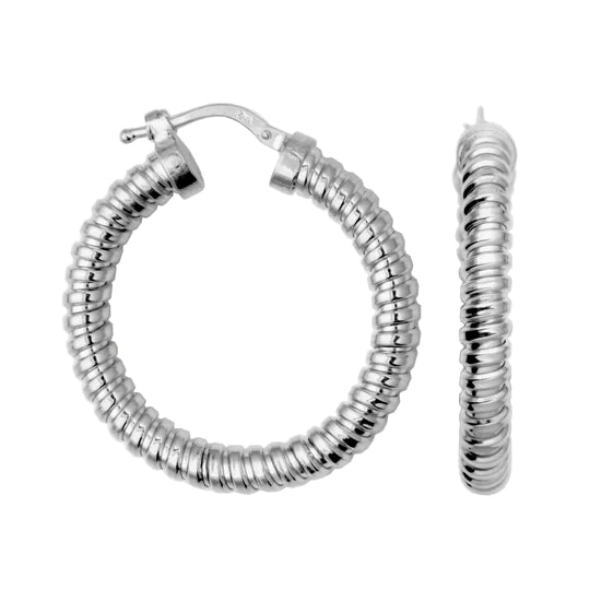 Women's stainless steel rings-SS Tubugas 30MM/4MM Hoop Earring