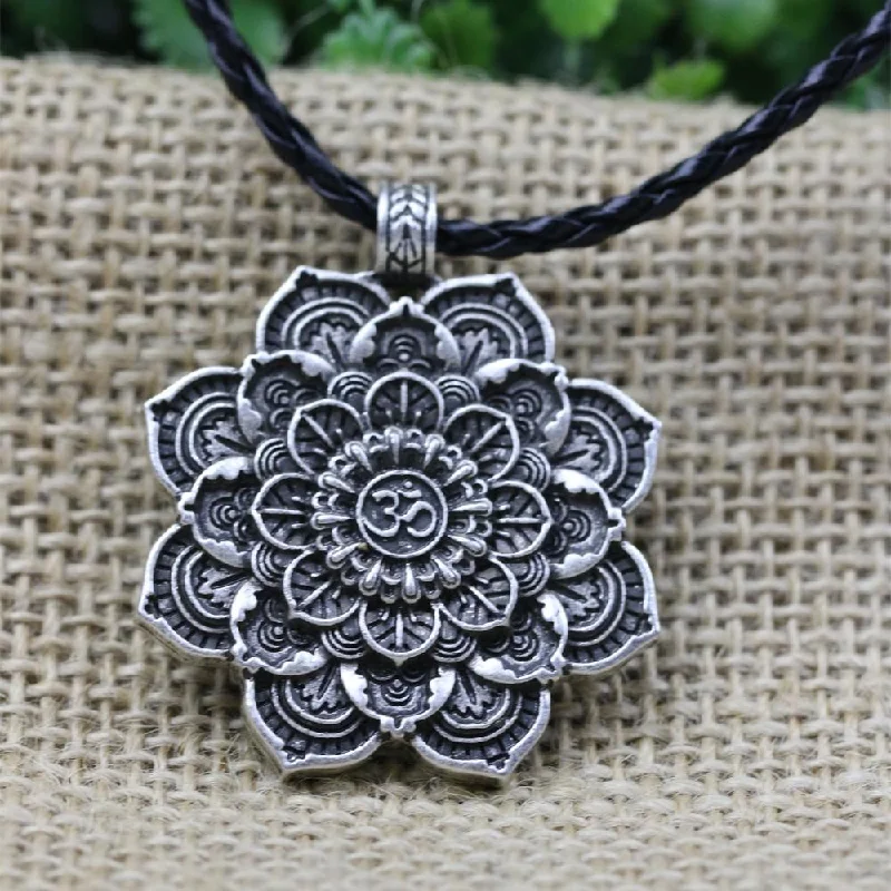 Women's everyday necklaces-Om Lotus Necklace