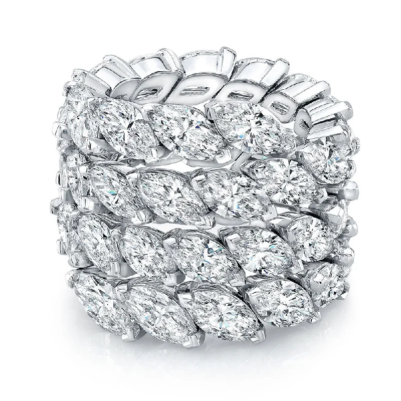 Women's silver rings-Marquise Diamond Spiral Ring