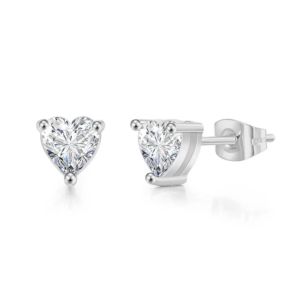 Women's modern earrings-Simple Cubic Zirconia Stud Earrings