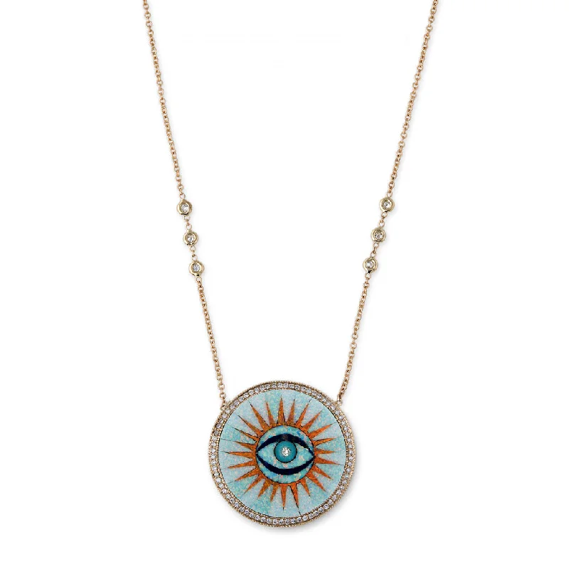 Women's everyday necklaces-OPAL INLAY EYE BURST NECKLACE