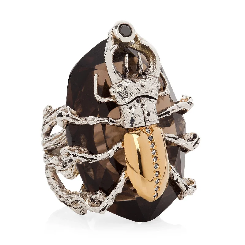 Women's symbolic rings-Stag Beetle Cocktail Ring by Yasmin Everley