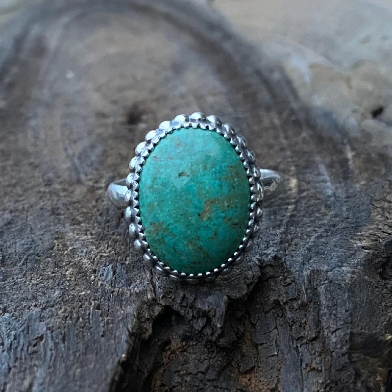 Women's handmade artisan rings-Kingman Turquoise Ring - Size 10