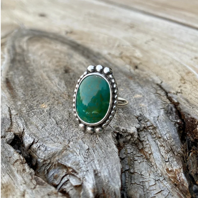 Women's spiritual rings-Forest Green Turquoise Ring // Size 9