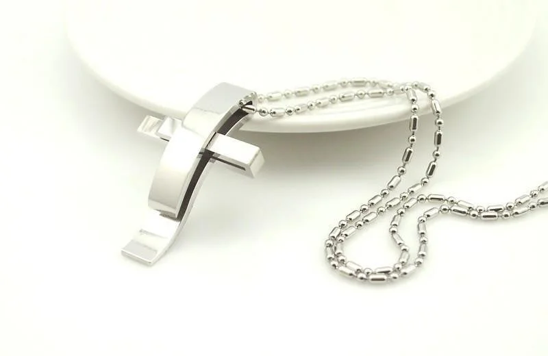 Women's fashion necklaces-Stainless Steel Abstract Cross Pendant Necklace