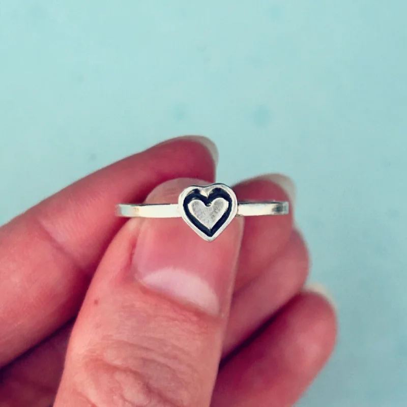 Women's emerald rings-Itty Bitty Heart Ring // Made to Order