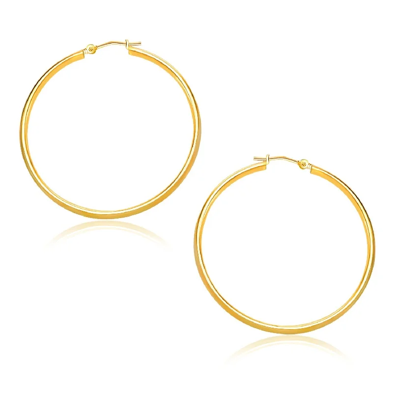 Women's graduation earrings-10k Yellow Gold Polished Hoop Earrings (1.5x30mm)