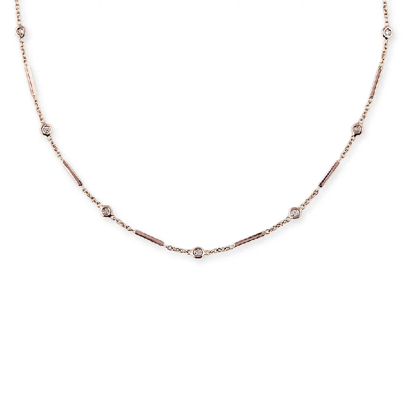 Women's limited edition necklaces-9 DIAMOND BAR CHAIN CHOKER NECKLACE