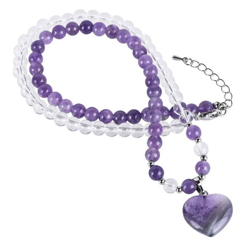 Women's modern design necklaces-Cupid's Heart Amethyst Necklace