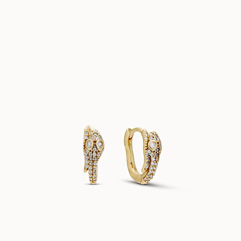 Women's luxury brand rings-Slithering CZ Snake Hoops