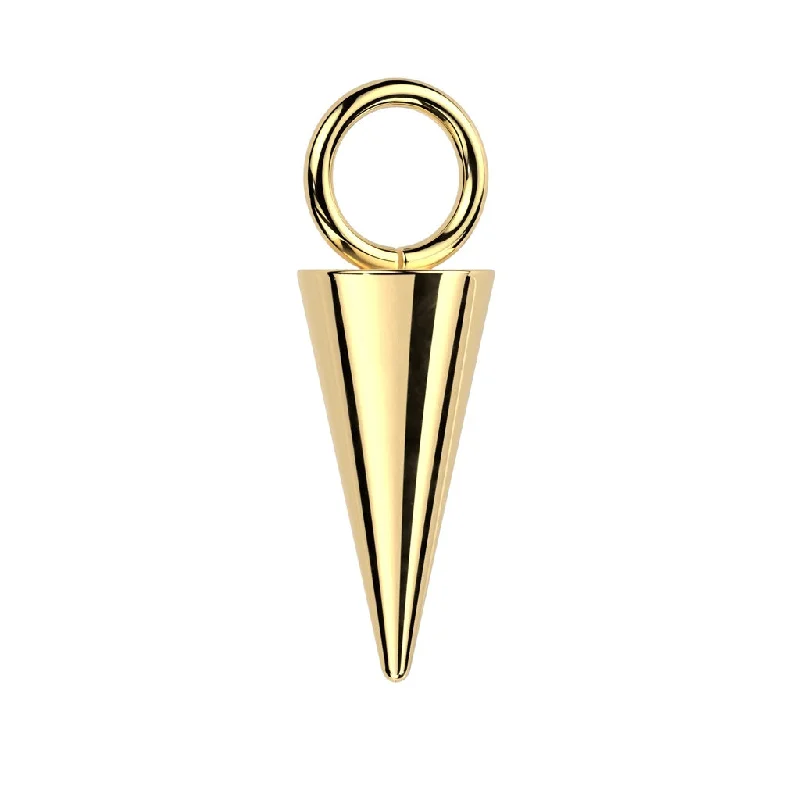 Women's bohemian rings-Titanium Gold Dangle Spike Charm for Hinged Ring - E409A