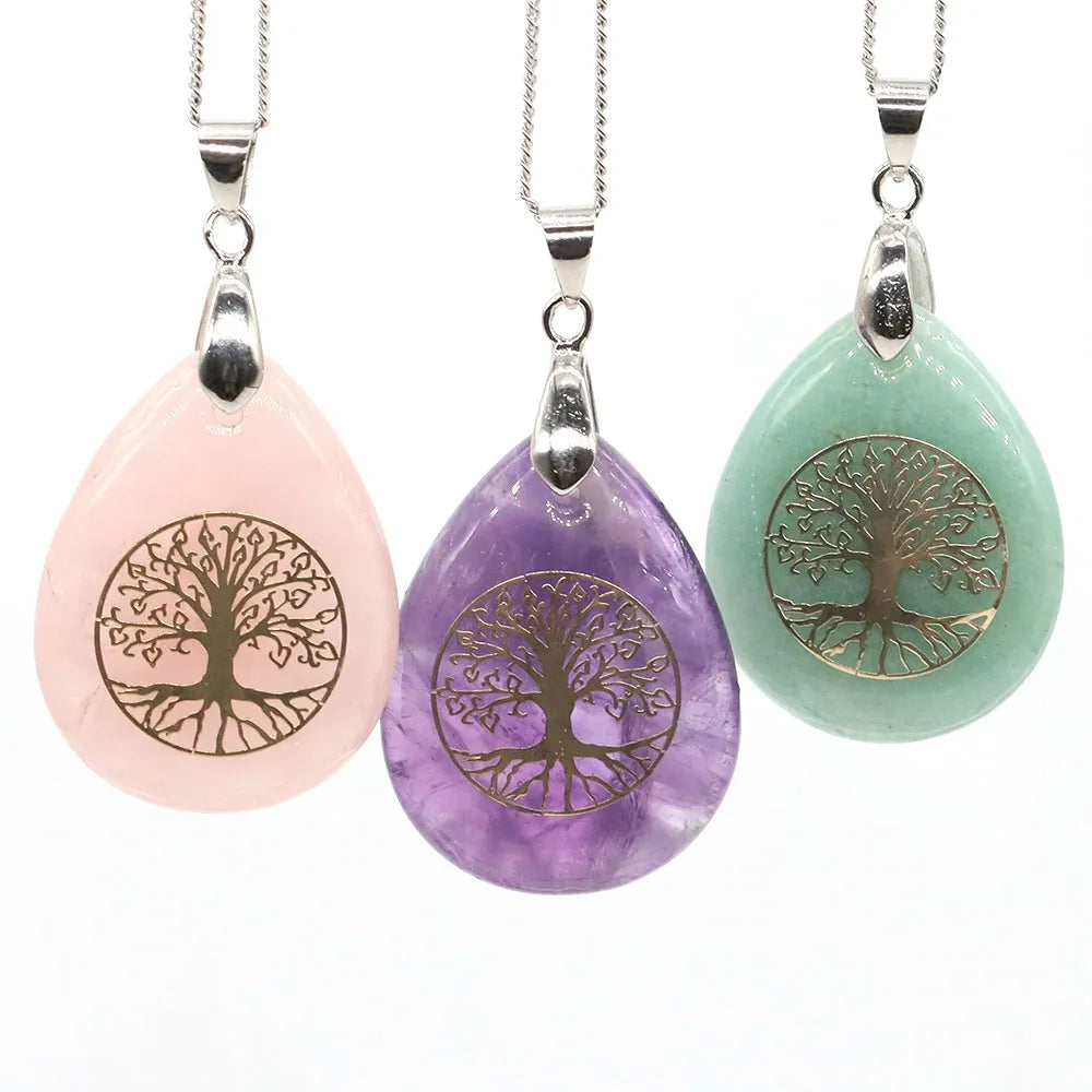 Women's unique necklaces-Tree of Life Drop Negativity Necklace