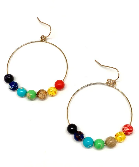 Women's gift earrings-Chakra Bead Hoop Earrings