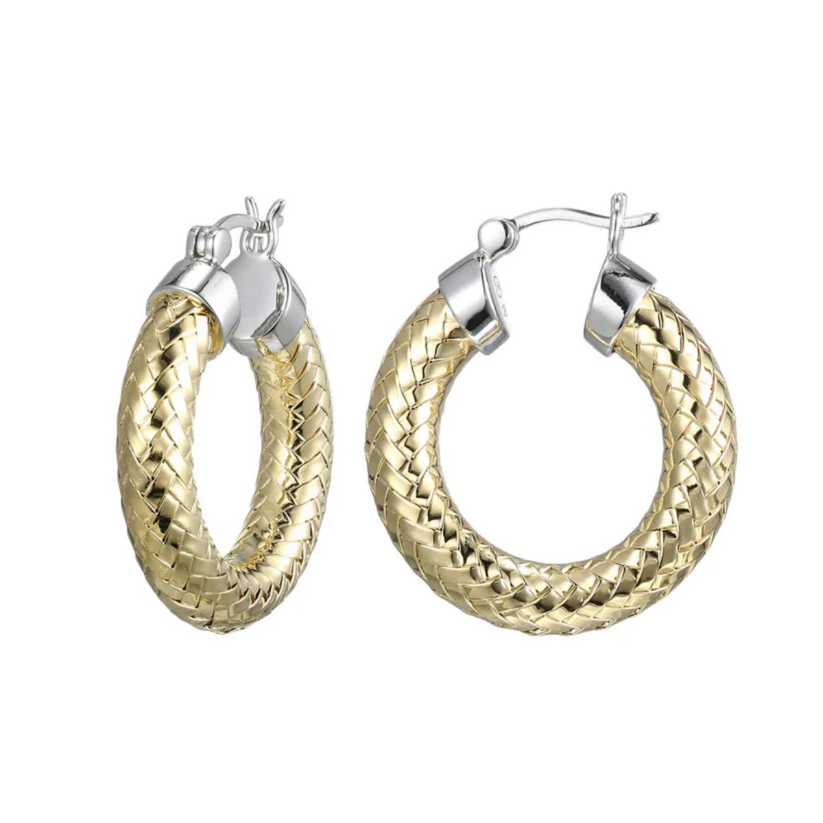 Women's gold-plated rings-YGP Sterling 25MM Mesh Hoop Earring