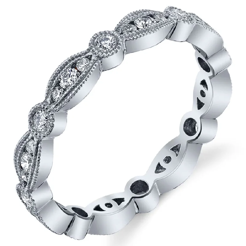 Women's platinum rings-Stackable Carousel Diamond Eternity Ring