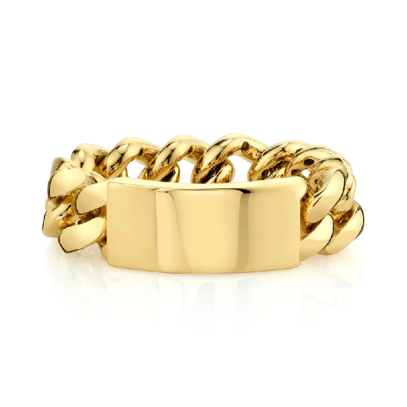 Women's DNA rings-MEN'S SOLID GOLD ID FLAT LINK RING