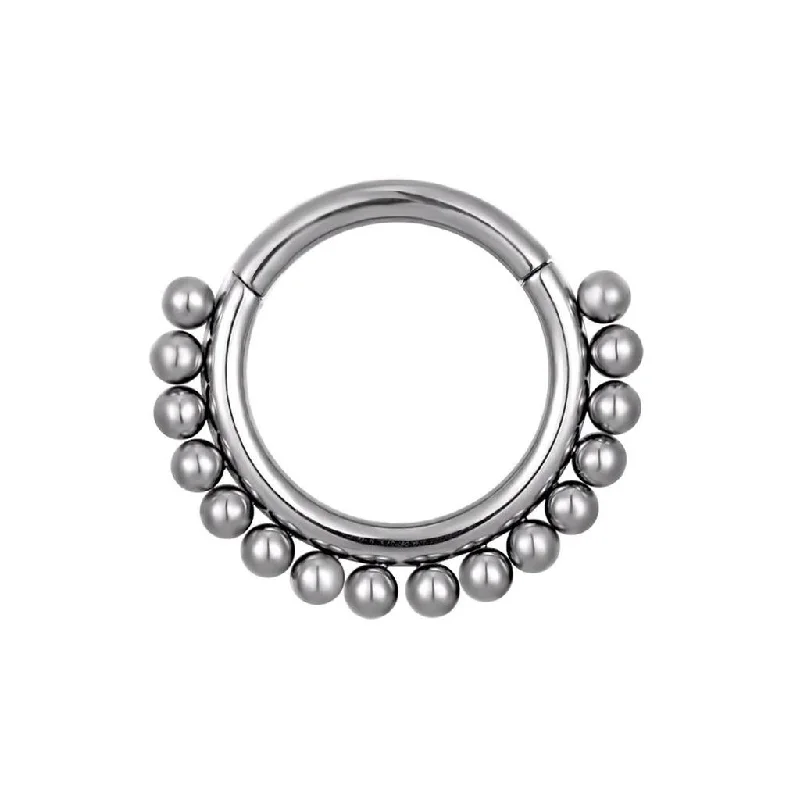 Women's cross rings-Titanium High Polish Hinged Septum/Daith Ring - TI-57