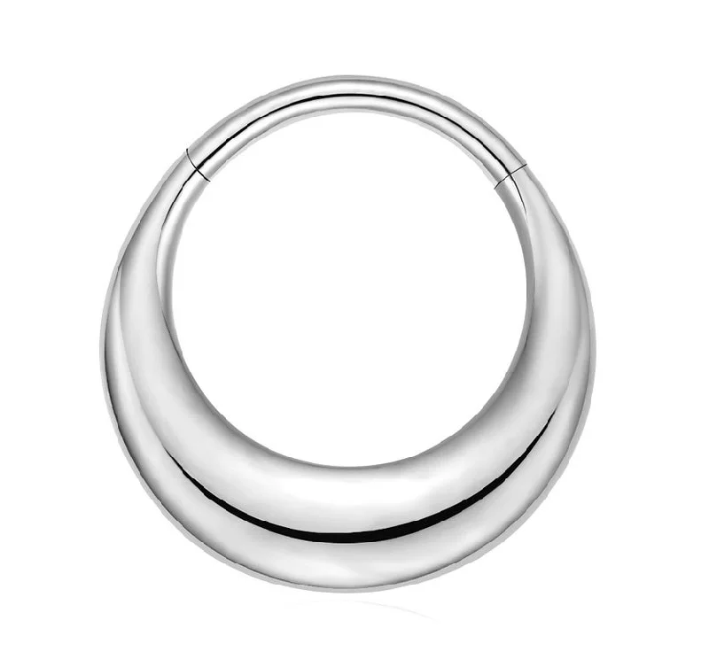 Women's star rings-Titanium High Polish Hinged Segment Hoop Ring - TI-212