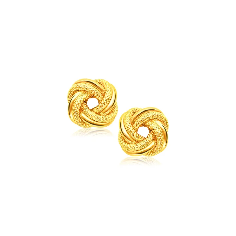 Affordable women's earrings-14k Yellow Gold Intertwined Love Knot Stud Earrings