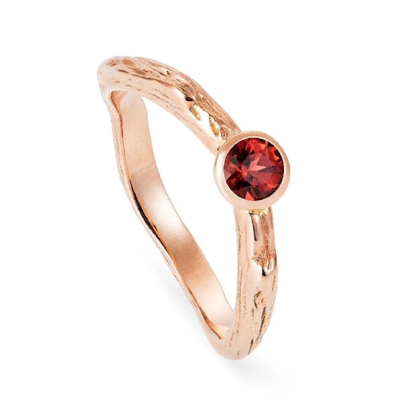 Women's beaded rings-Solid Gold and Garnet Custom Twig Ring by Yasmin Everley