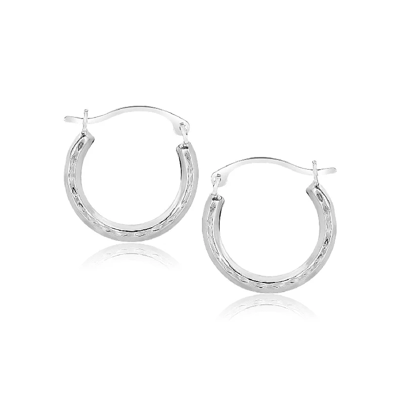 Women's zodiac earrings-10k White Gold Fancy Hoop Earrings