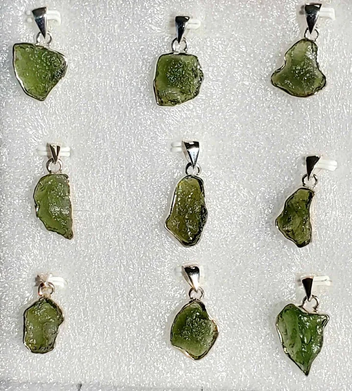 Women's name necklaces-Moldavite and Silver Necklaces