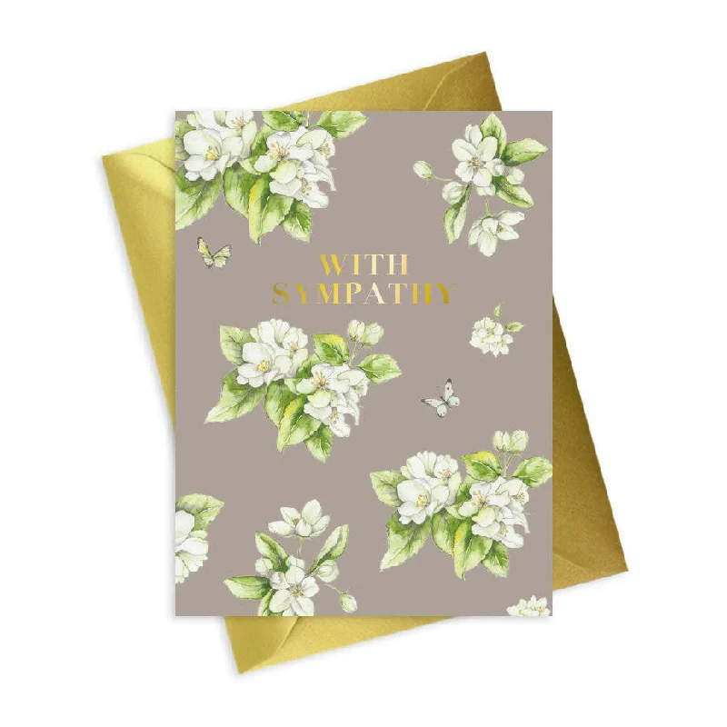 Women's stackable rings-Floral Foiled Sympathy Card - Elegant Condolence Greeting with Gold Foil - Perfect for Sharing Sympathies