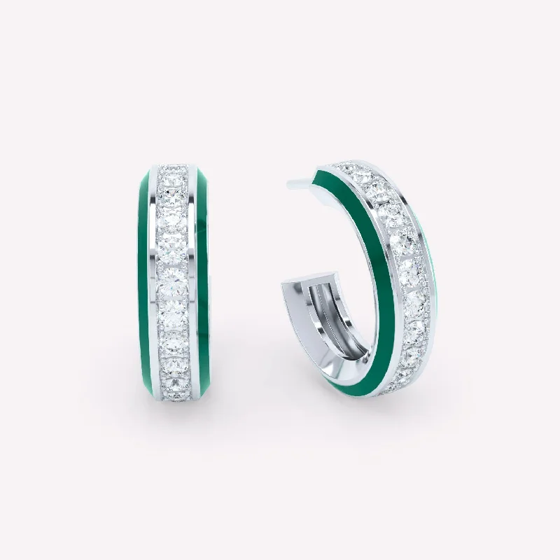 Women's diamond rings-Eternity Grønne 18K Hvidguld Øreringe m. Lab-Grown Diamanter