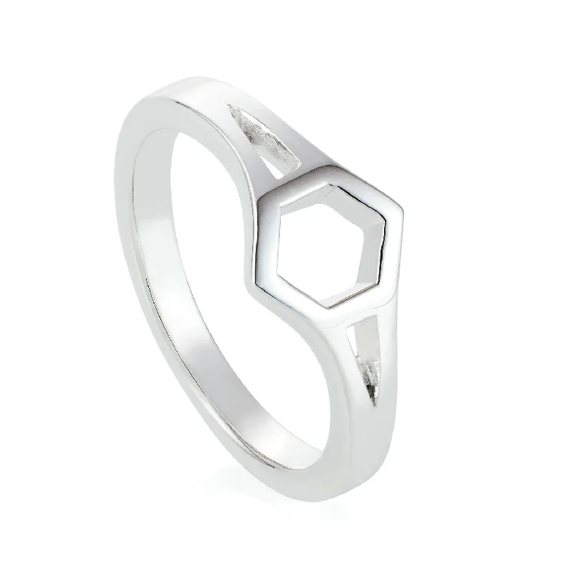 Women's luxury brand rings-Open Hexagon Ring by Yasmin Everley