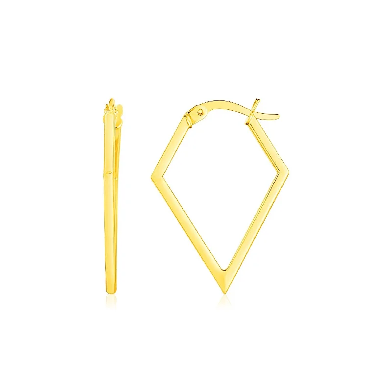 Women's healing crystal earrings-14K Yellow Gold Diamond Motif Hoop Earrings