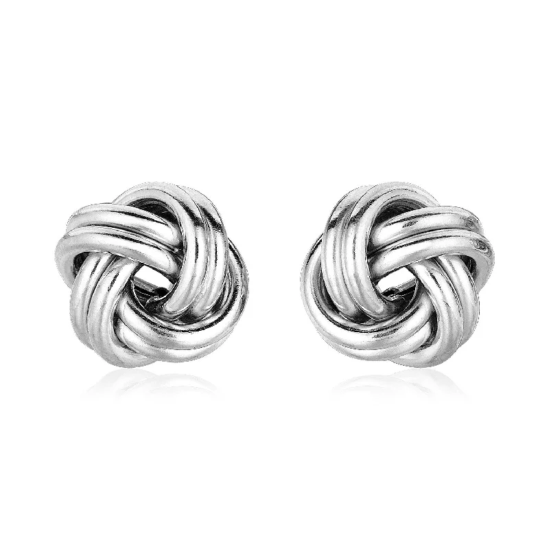 Women's crystal earrings-Sterling Silver Polished Two Strand Love Knot Earrings(13mm)