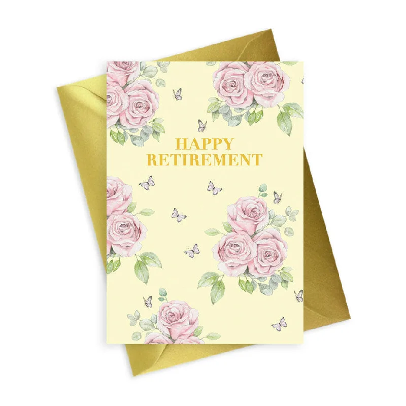 Women's promise rings-Floral Foiled Happy Retirement - Perfect Card for Retiring Loved Ones