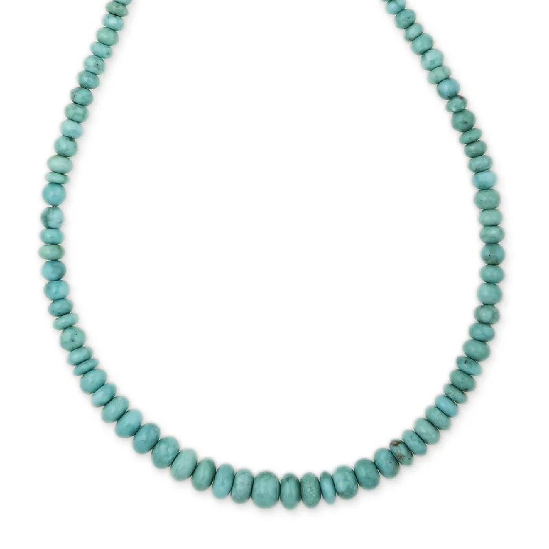 Trendy women's necklaces-SMALL GRADUATED TURQUOISE BEADED NECKLACE