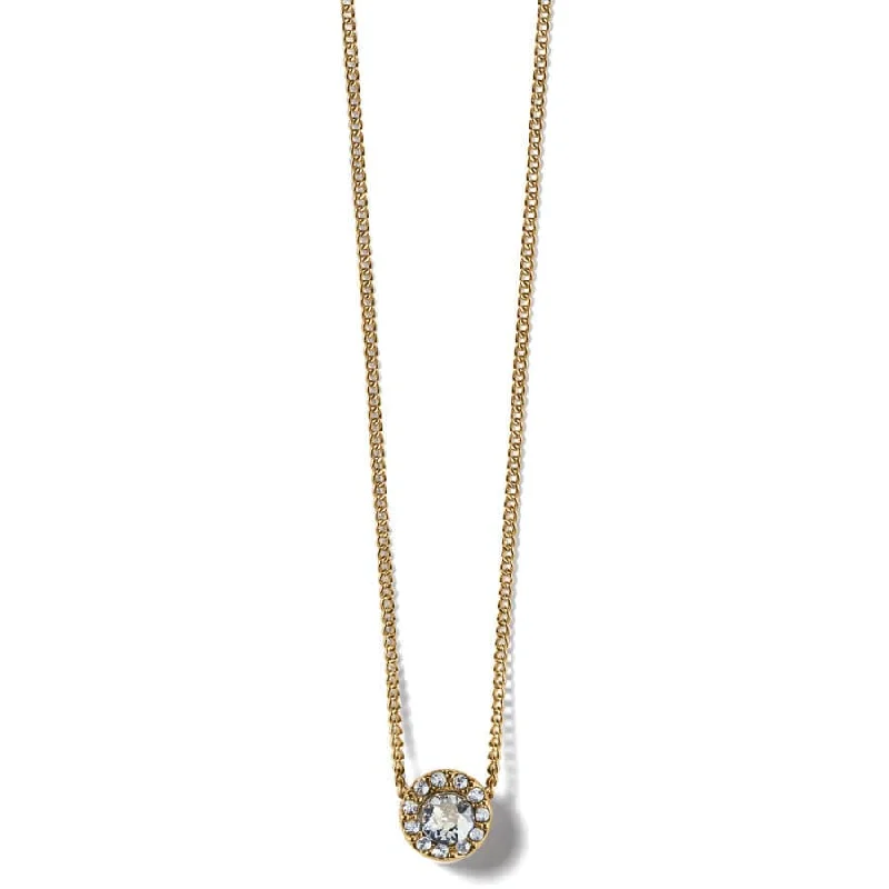 High-end women's necklaces-Illumina Solitaire Necklace-Gold