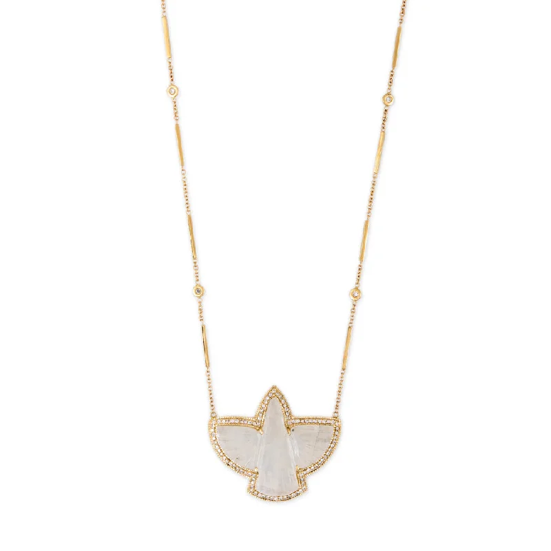 Women's formal necklaces-PAVE MOONSTONE THUNDERBIRD NECKLACE